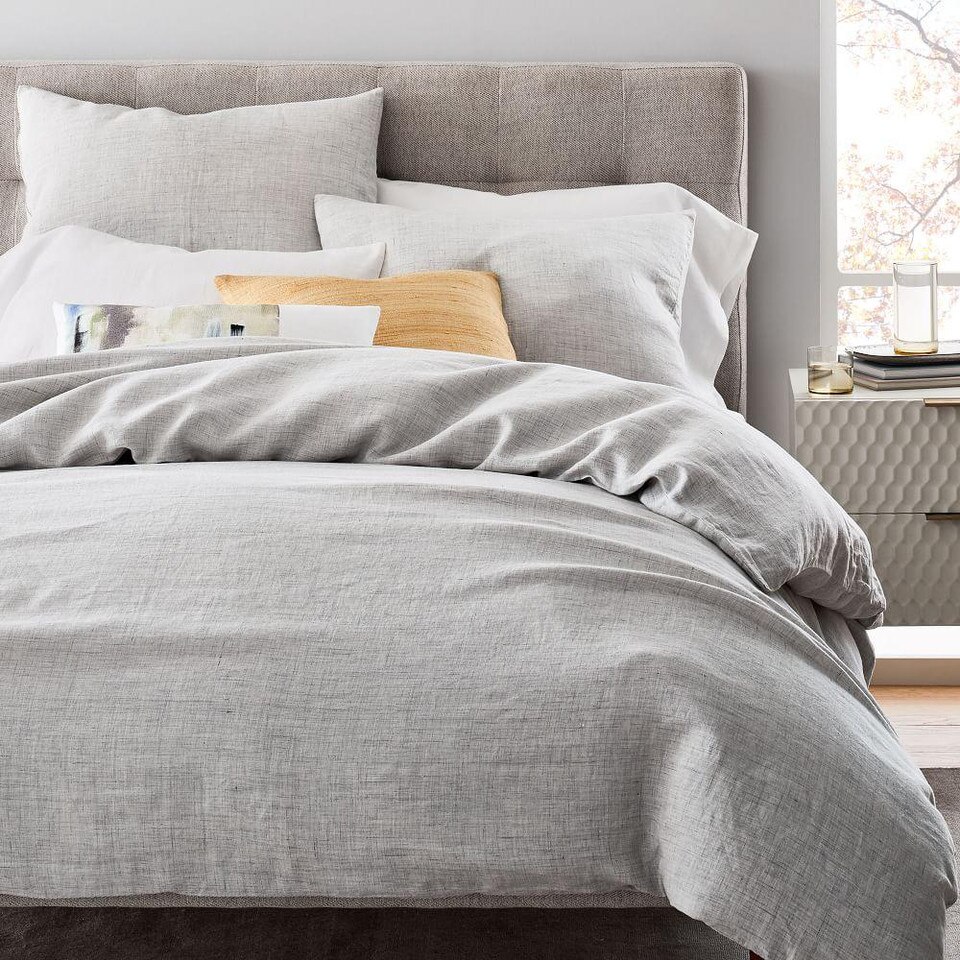 Belgian Flax Linen Fibre Dyed Duvet Cover & Pillowcases Frost Grey